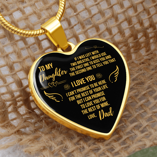 To My Daughter - Love Dad Heart Necklace