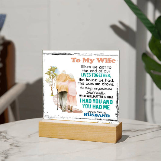 To My Wife - Love Your Husband Acrylic Plaque