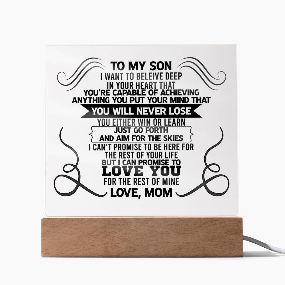 To My Son - Love Mom Acrylic Plaque