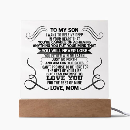To My Son - Love Mom Acrylic Plaque