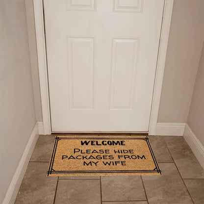 Hide Packages from my Wife - Funny Doormat