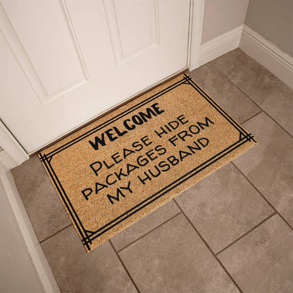 Hide Packages from my Husband - Funny Doormat