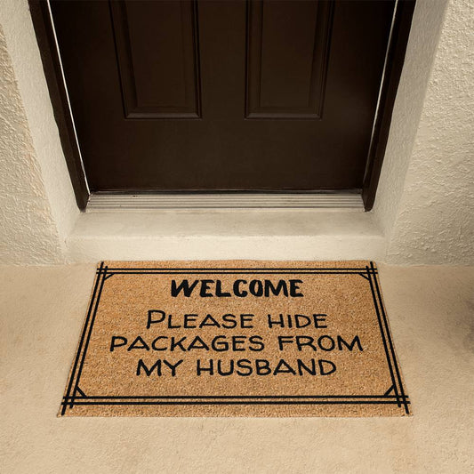 Hide Packages from my Husband - Funny Doormat